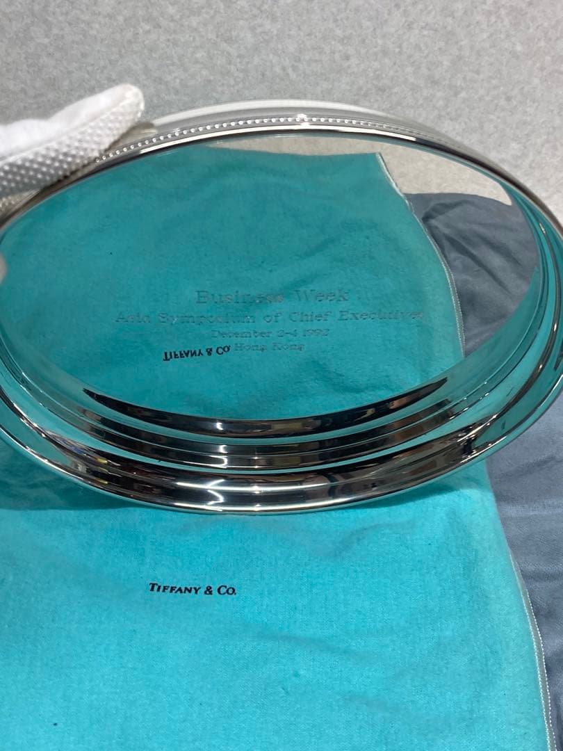 TIFFANY&Co. ティファニー ピュータートレイ シルバー ラウンドトレー