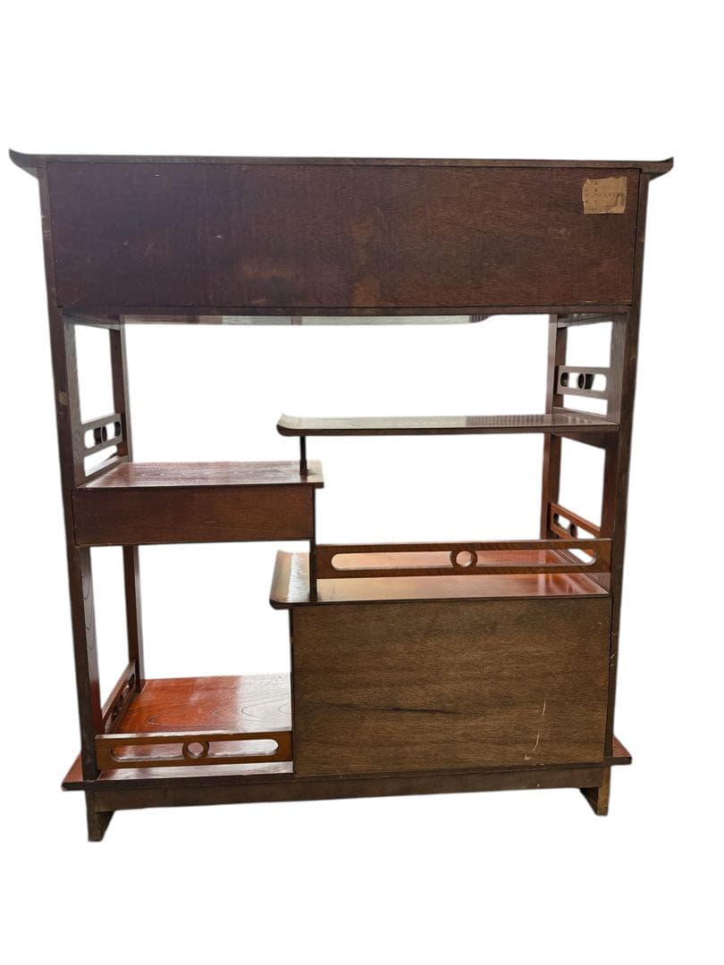 茶箪笥/リビングボード/違い棚 シェルフ 収納 工芸品 和製家具 レトロ