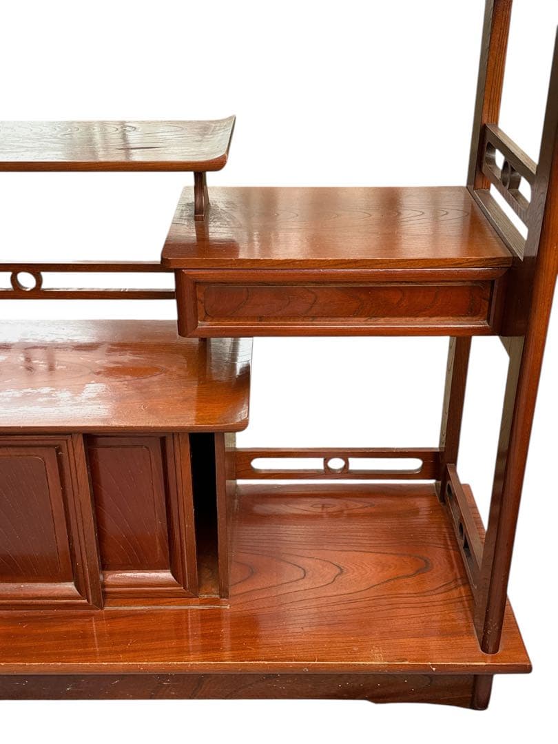 茶箪笥/リビングボード/違い棚 シェルフ 収納 工芸品 和製家具 レトロ