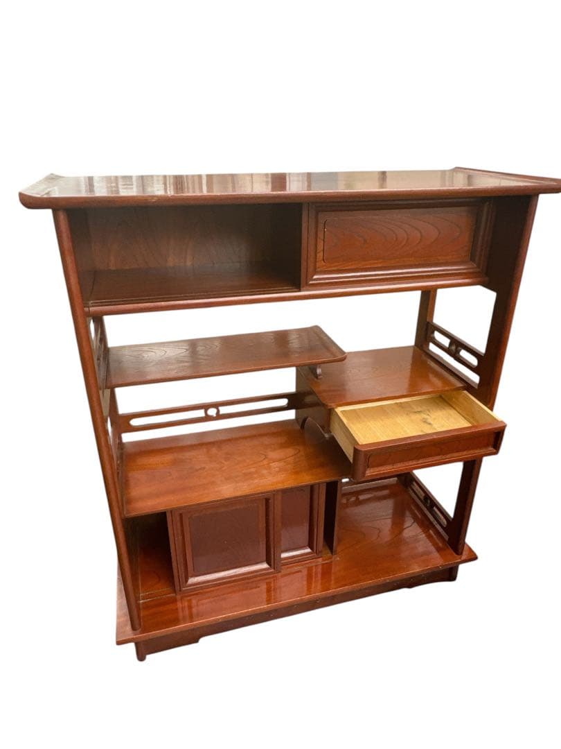 茶箪笥/リビングボード/違い棚 シェルフ 収納 工芸品 和製家具 レトロ