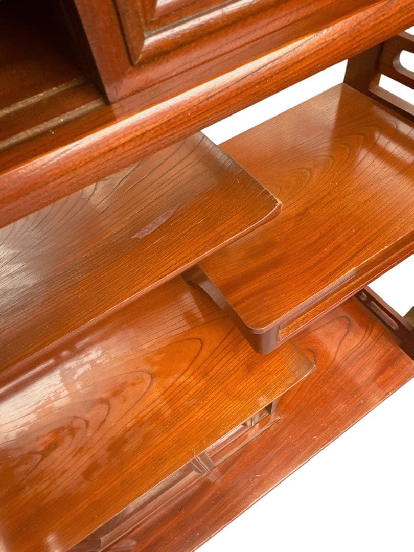 茶箪笥/リビングボード/違い棚 シェルフ 収納 工芸品 和製家具 レトロ