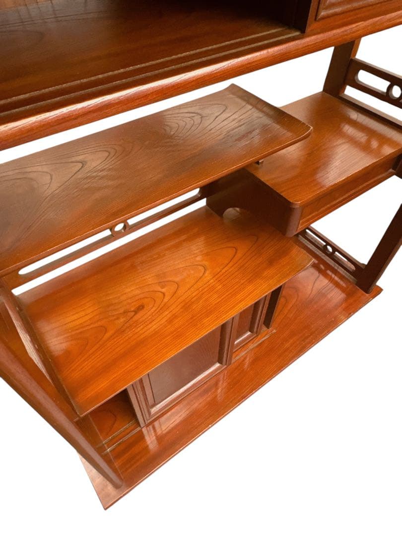 茶箪笥/リビングボード/違い棚 シェルフ 収納 工芸品 和製家具 レトロ