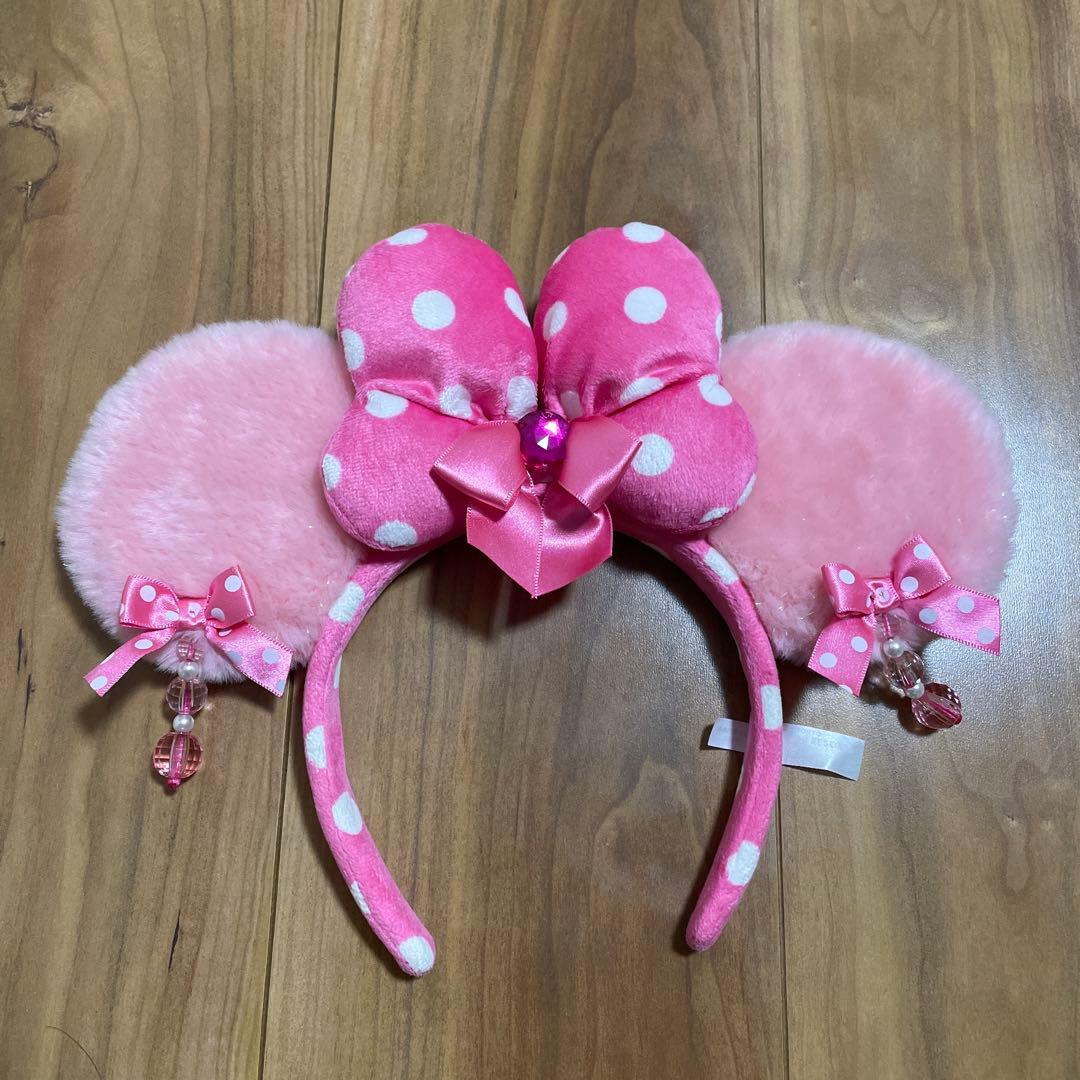 ディズニー カチューシャ イヤリング ピンク ミニー リボン 水玉