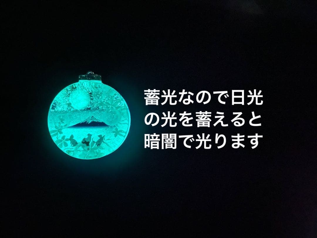 展示用/レジン/富士山と子猫達　桃の花　蓄光　オルゴナイトネックレス