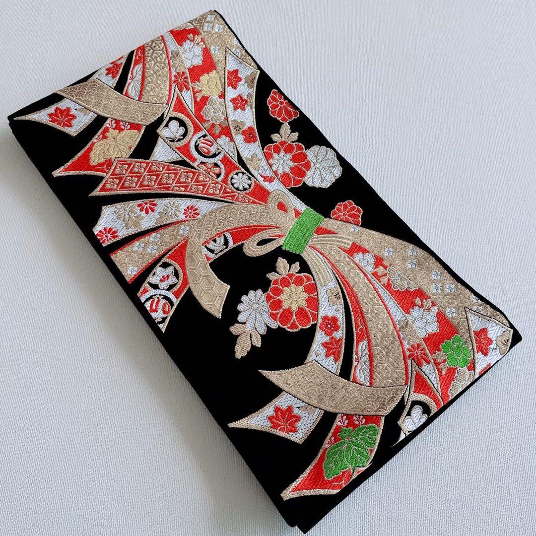 フルセット　七五三　７歳女の子　若草色　扇金糸　黒袋帯のし　半衿付長襦袢7075