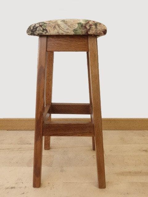 北海道手作り家具　ナラ材　ハイスツール（花柄）　勇峰工芸（新）