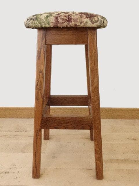 北海道手作り家具　ナラ材　ハイスツール（花柄）　勇峰工芸（新）