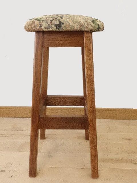 北海道手作り家具　ナラ材　ハイスツール（花柄）　勇峰工芸（新）