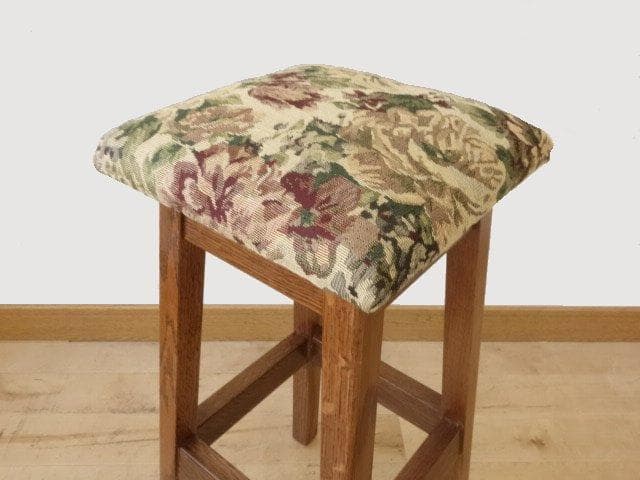 北海道手作り家具　ナラ材　ハイスツール（花柄）　勇峰工芸（新）
