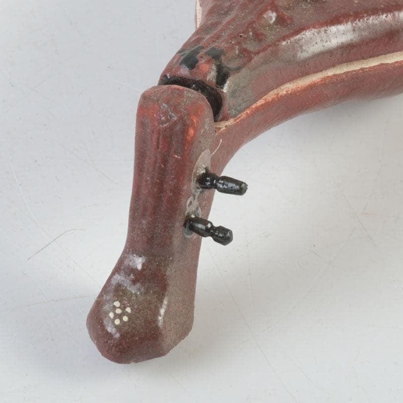 茶道具 横山朝陽作 陶器製 呉須絵 琵琶香合 干支巳 共箱 V 9346