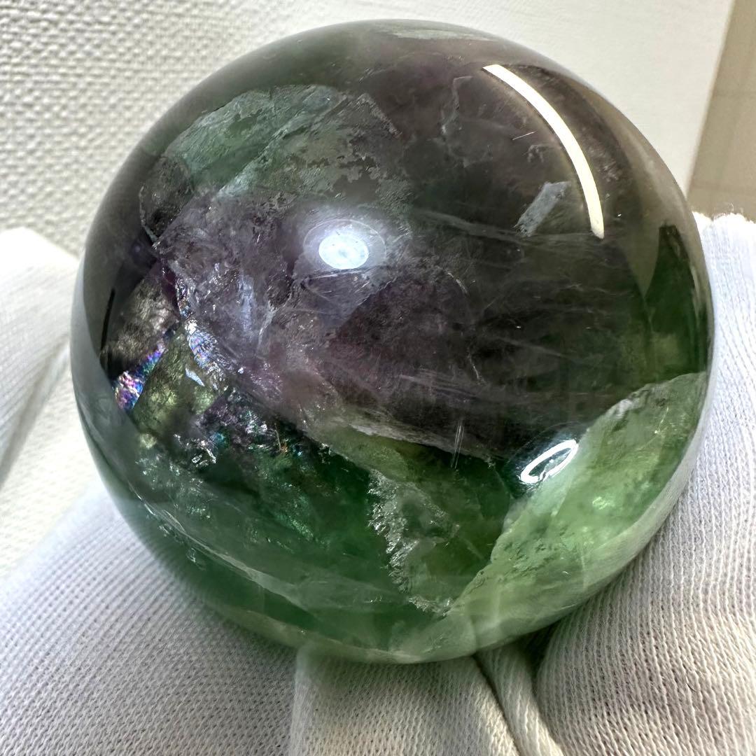 レインボー☆フローライト 丸玉☆ 癒しパワーパワーストーン☆天然石　原石A727