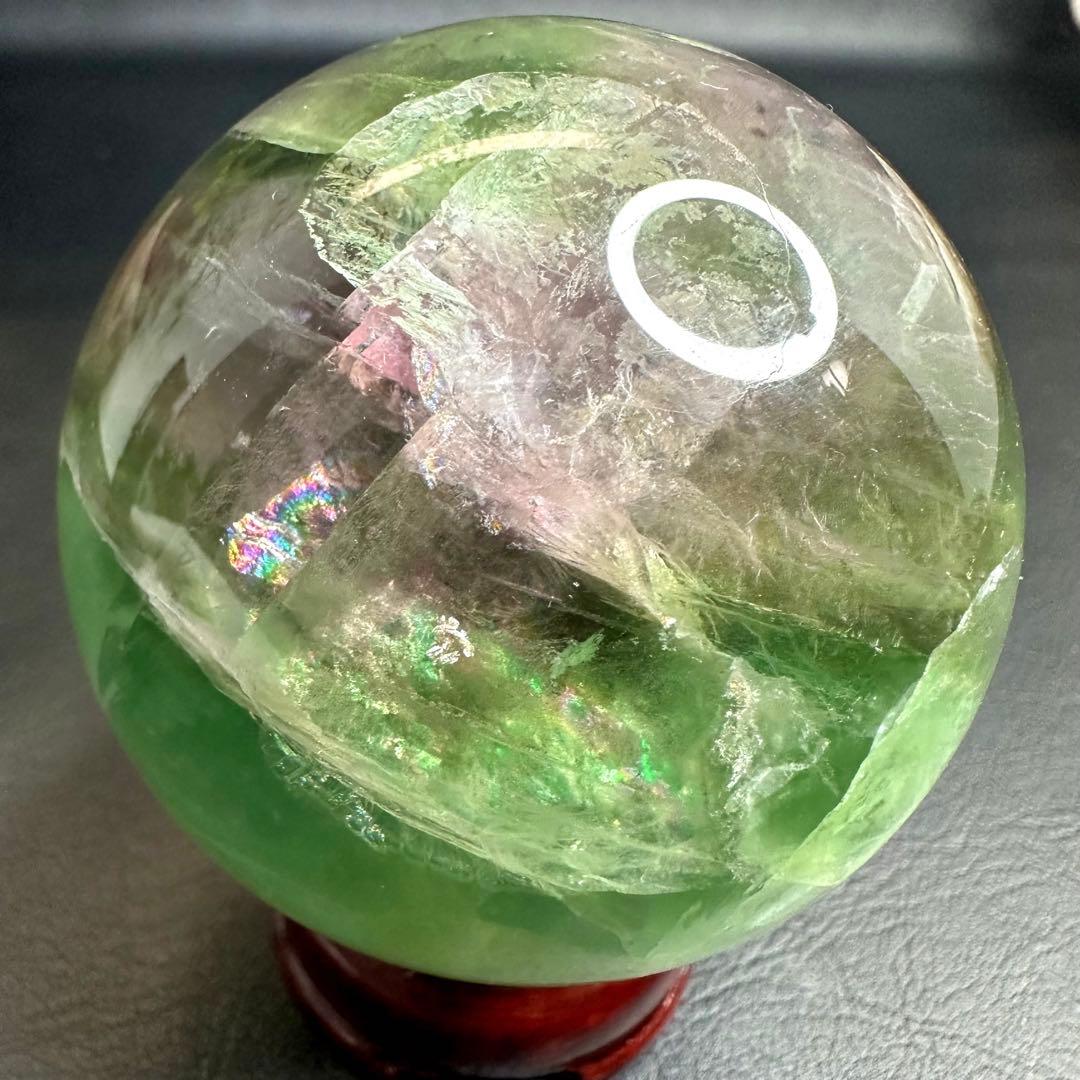 レインボー☆フローライト 丸玉☆ 癒しパワーパワーストーン☆天然石　原石A727