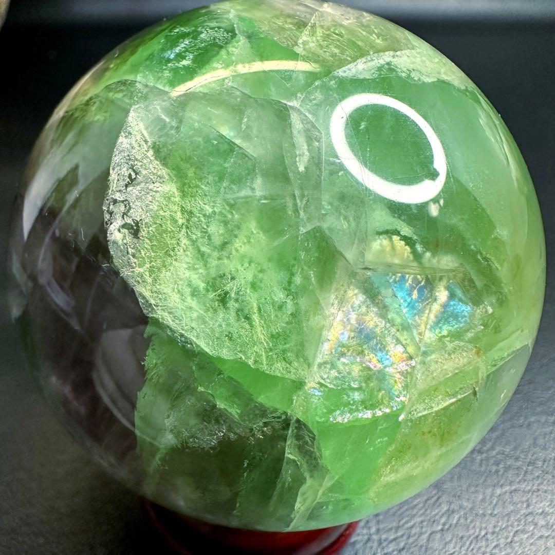 レインボー☆フローライト 丸玉☆ 癒しパワーパワーストーン☆天然石　原石A727