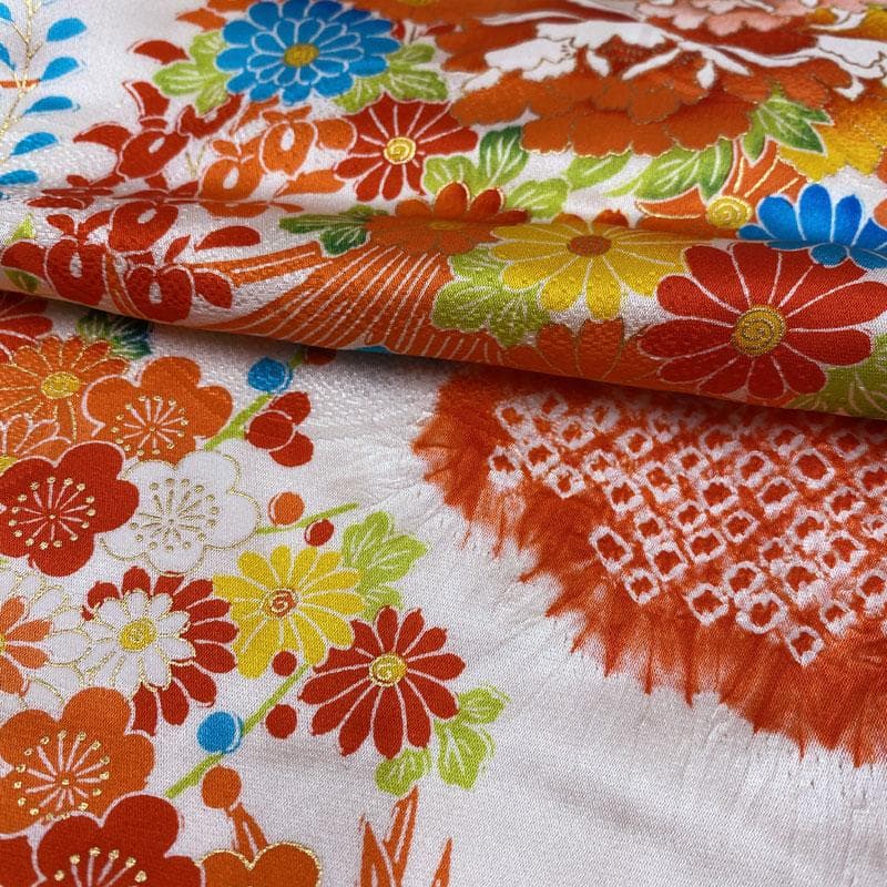 503ag100◎七五三 三歳 女児 着物&被布 部分絞り 梅 籠花 白◎