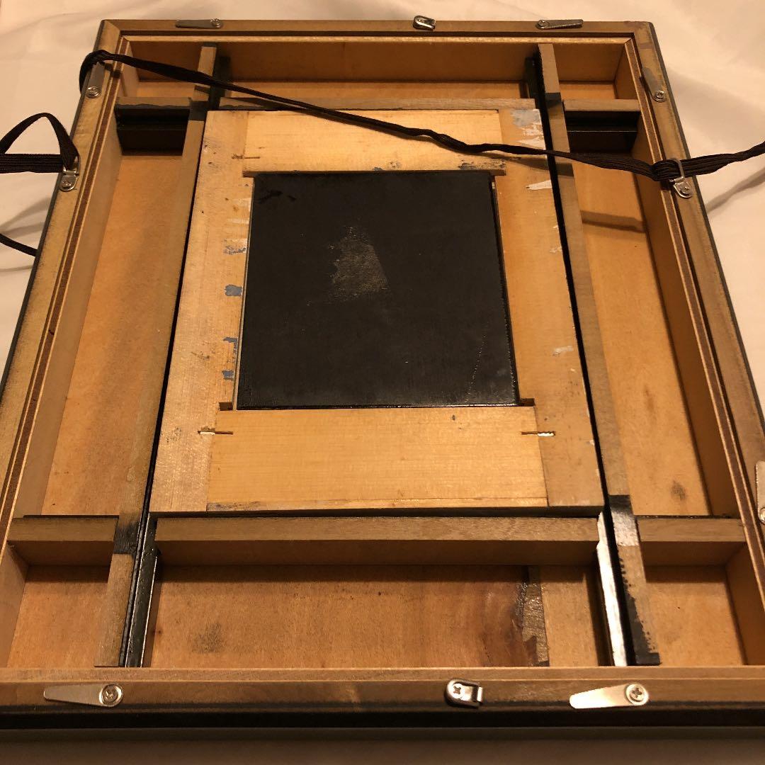 ハンドペイント　新品未使用　黒　風景画　モダンアート　漆塗り　飾り　額縁