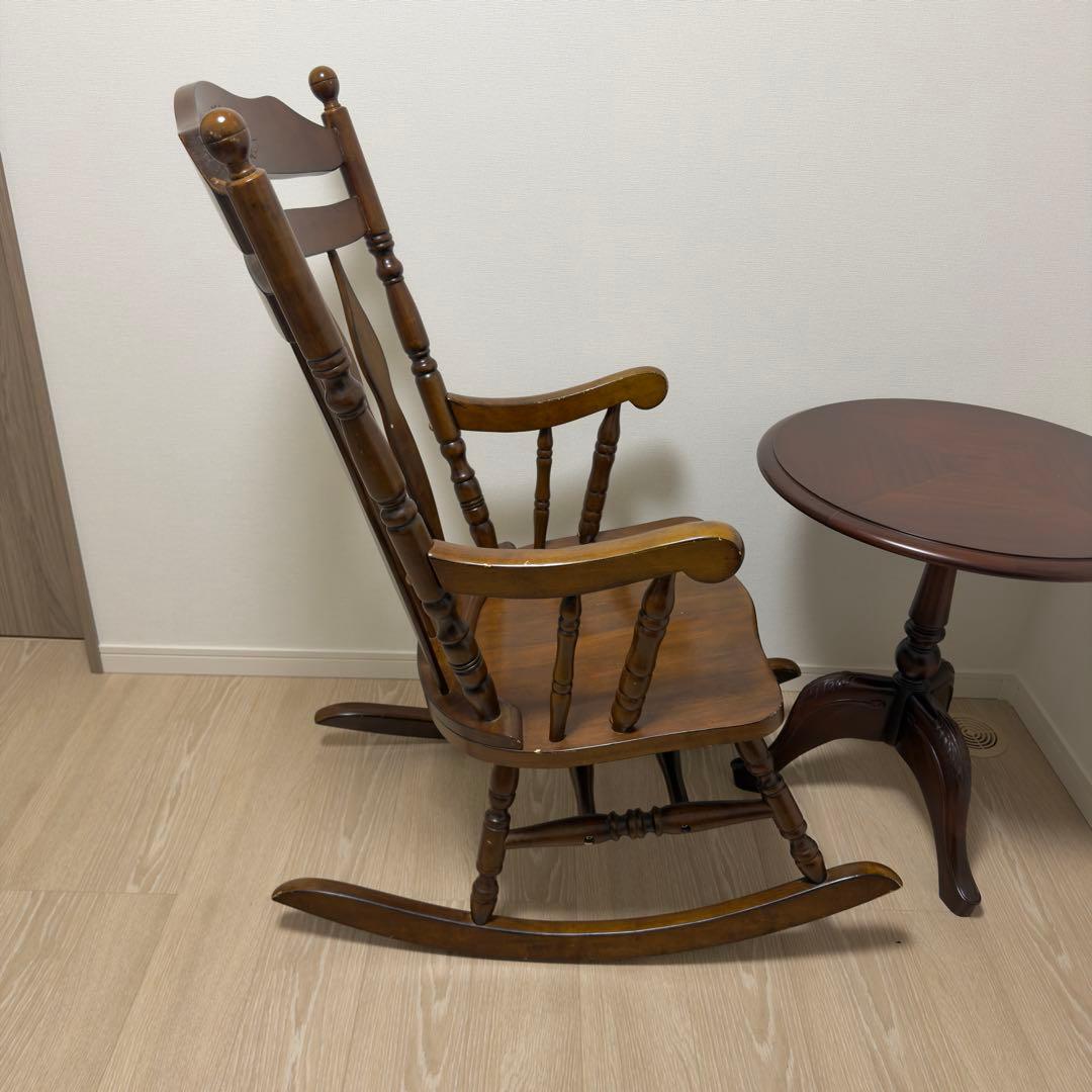 不二貿易 木製ロッキングチェア バリー 肘掛け付 彫刻 1脚