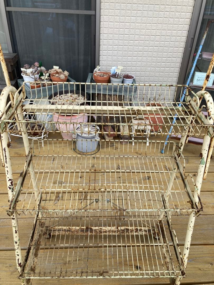 昭和レトロ　ワイヤーラック3段仕様　シャビー　ジャンクガーデン⑦