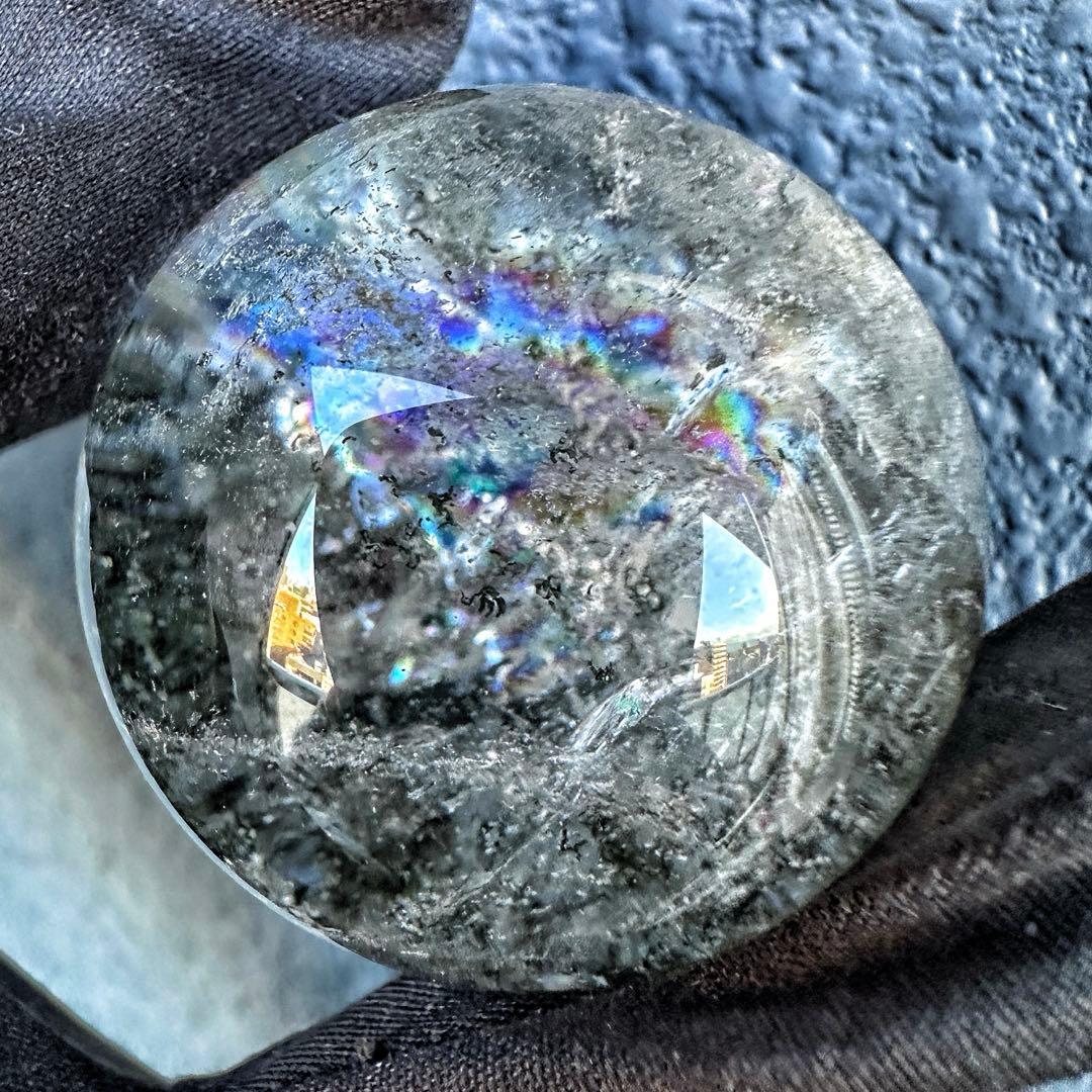 爆アレ❗️レインボー☆ガーデンクォーツ インクォーツ庭園水晶 丸玉 水晶A1323