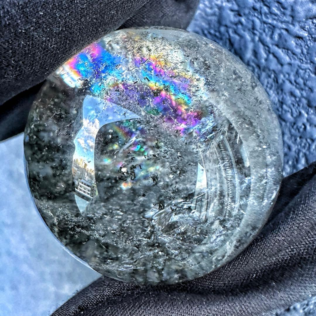 爆アレ❗️レインボー☆ガーデンクォーツ インクォーツ庭園水晶 丸玉 水晶A1323