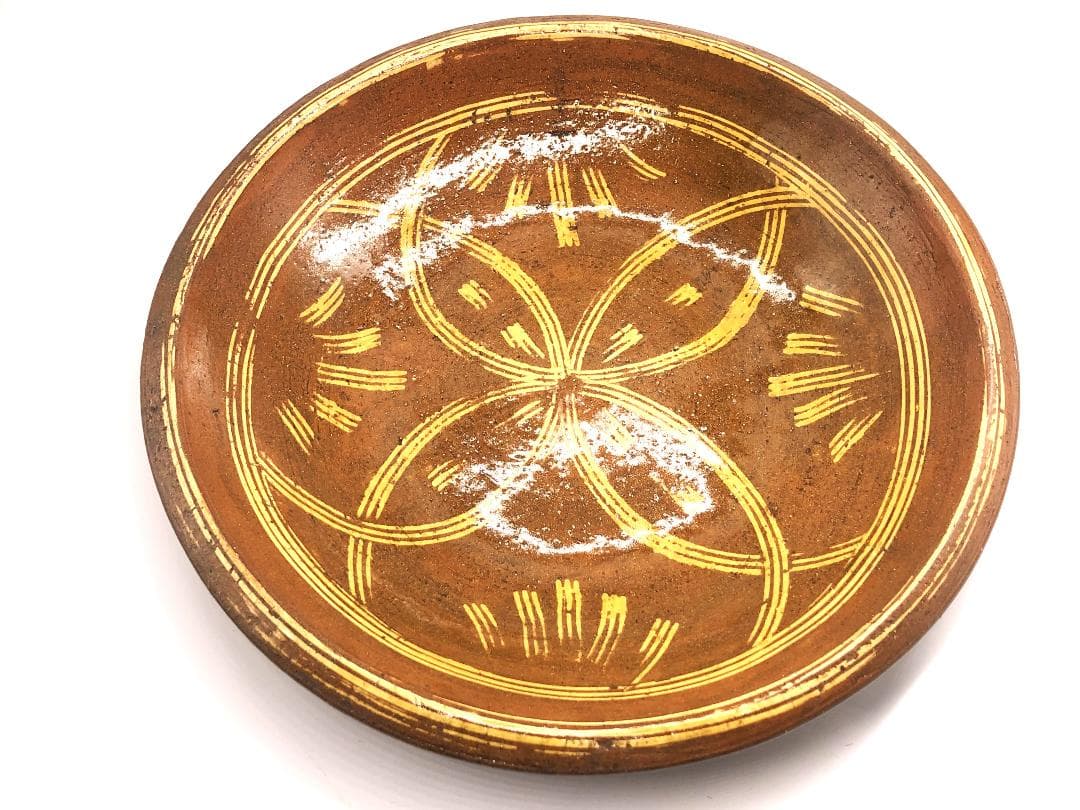 か*ん様 【 スリップウェア 大深皿 】　藤井佐知 本人作　浜田庄司弟子　蔵出初