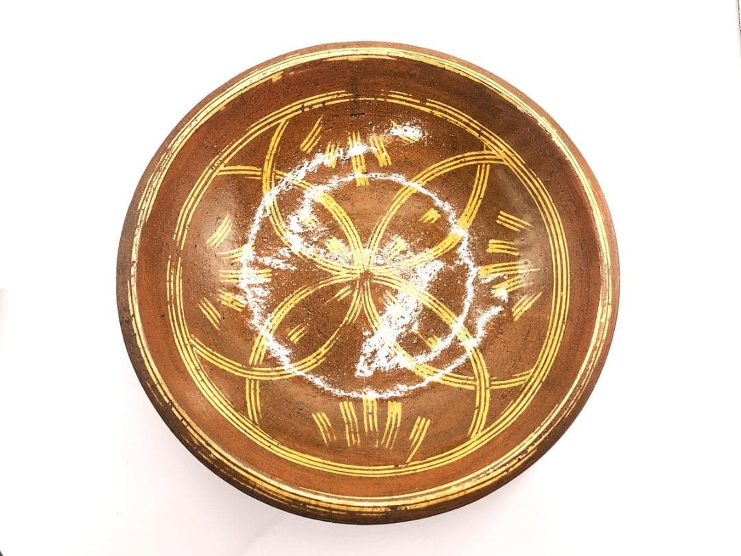 か*ん様 【 スリップウェア 大深皿 】　藤井佐知 本人作　浜田庄司弟子　蔵出初