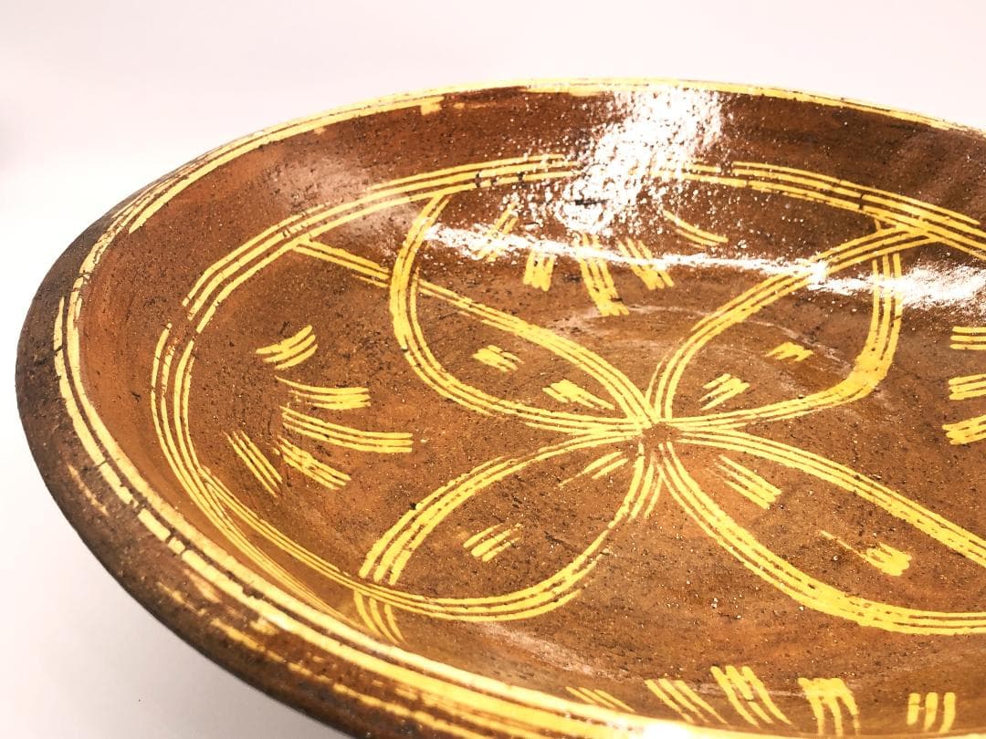 か*ん様 【 スリップウェア 大深皿 】　藤井佐知 本人作　浜田庄司弟子　蔵出初