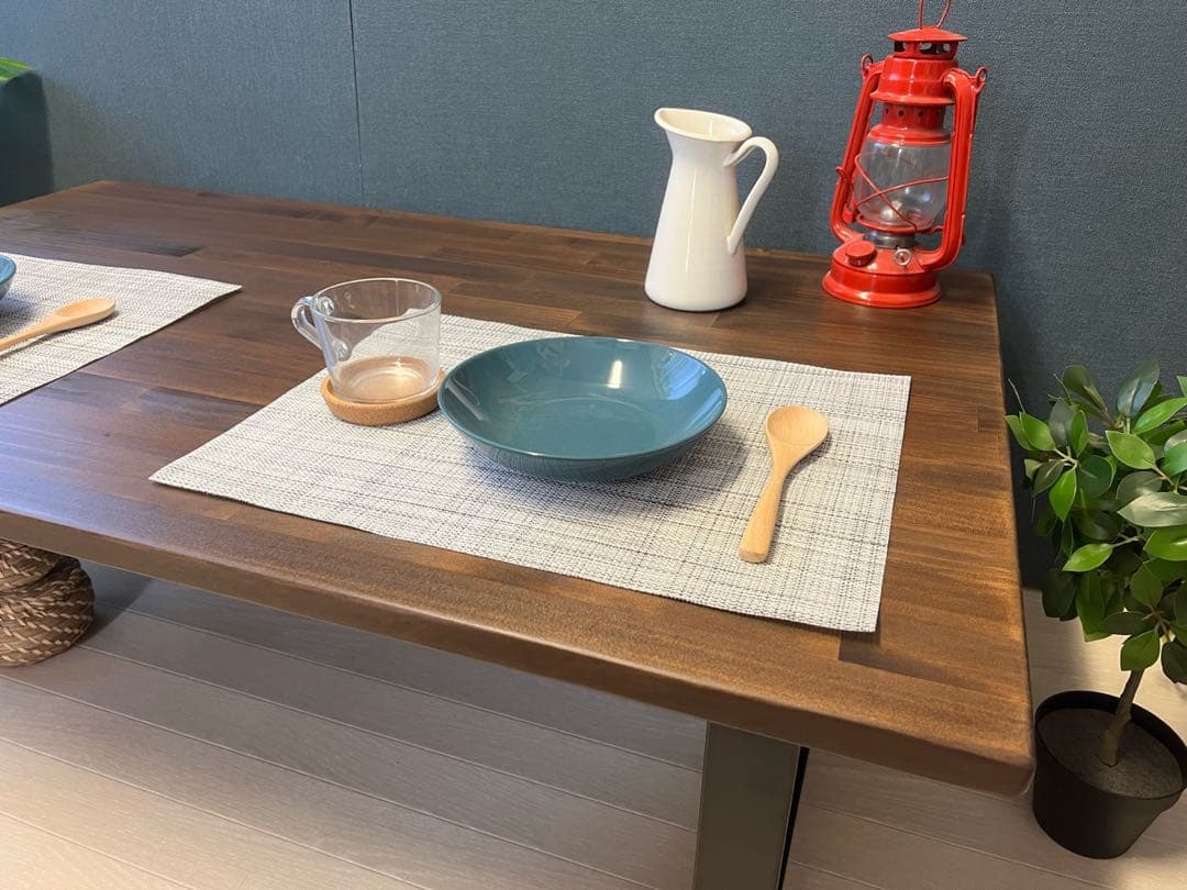 【送料無料】 ローテーブル 長方形 120cm 70cm パイン こげ茶 ロ型脚