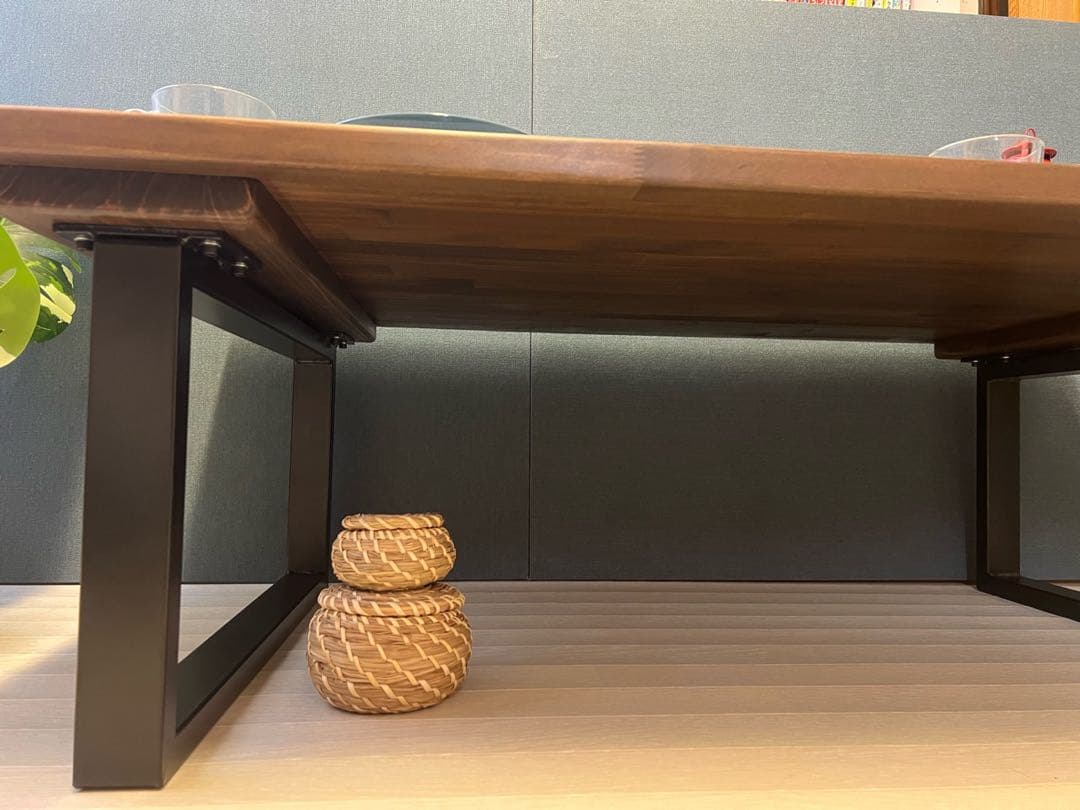 【送料無料】 ローテーブル 長方形 120cm 70cm パイン こげ茶 ロ型脚