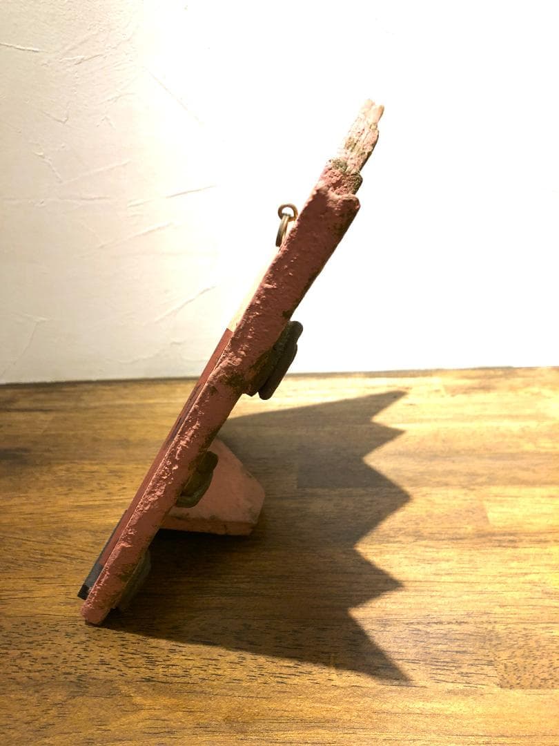 クラフト雑貨★壁掛けミラー鏡★90年代ロンドンで購入！★作家物手作りメルヘン雑貨