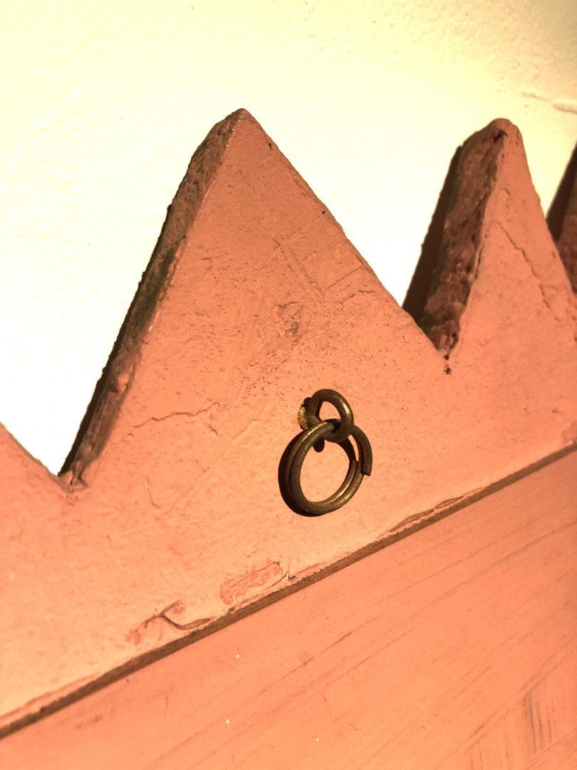 クラフト雑貨★壁掛けミラー鏡★90年代ロンドンで購入！★作家物手作りメルヘン雑貨