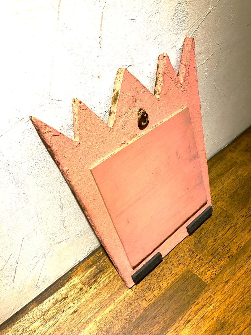 クラフト雑貨★壁掛けミラー鏡★90年代ロンドンで購入！★作家物手作りメルヘン雑貨