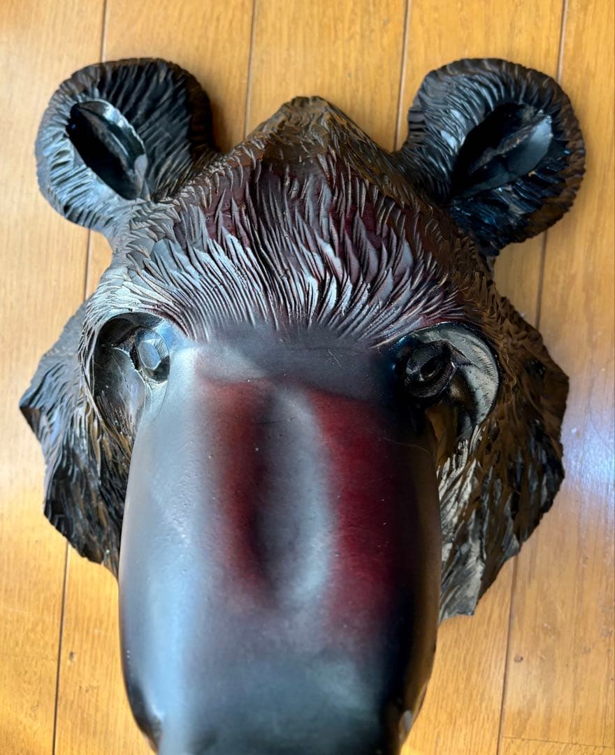 希少✨木彫り 熊 壁掛け 風水 縁結び 民芸品 - メルカリ