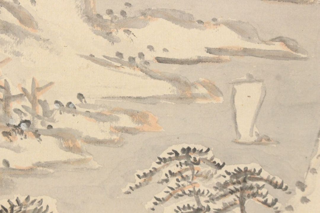 No5372 掛軸 作者不詳 在銘 雪中山水 萬山積雪 紙本 中国画 送料