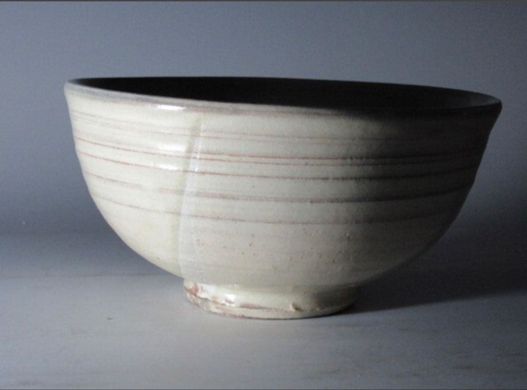 松井康成　粉引茶碗 素朴で透明感のある名碗！7138