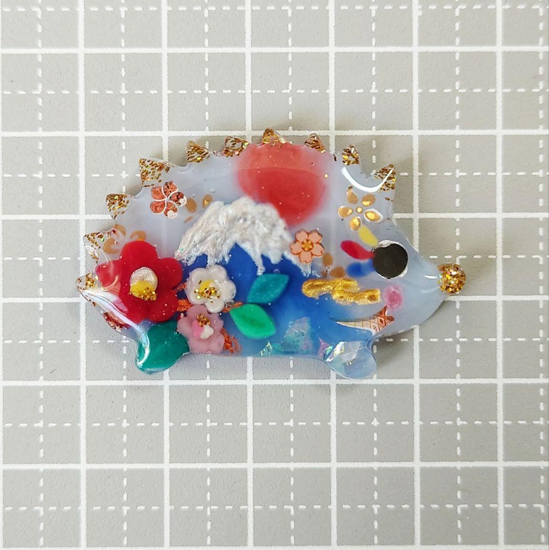 レジン　猫　ハリネズミ　ヘアゴム　ブローチ　ポニーフック　No.471