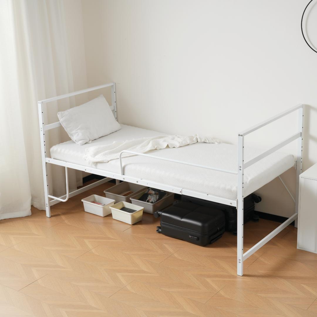 ロフトベッド　シングルサイズ　ロータイプ　北欧風　一人暮らしに最適　WHITE