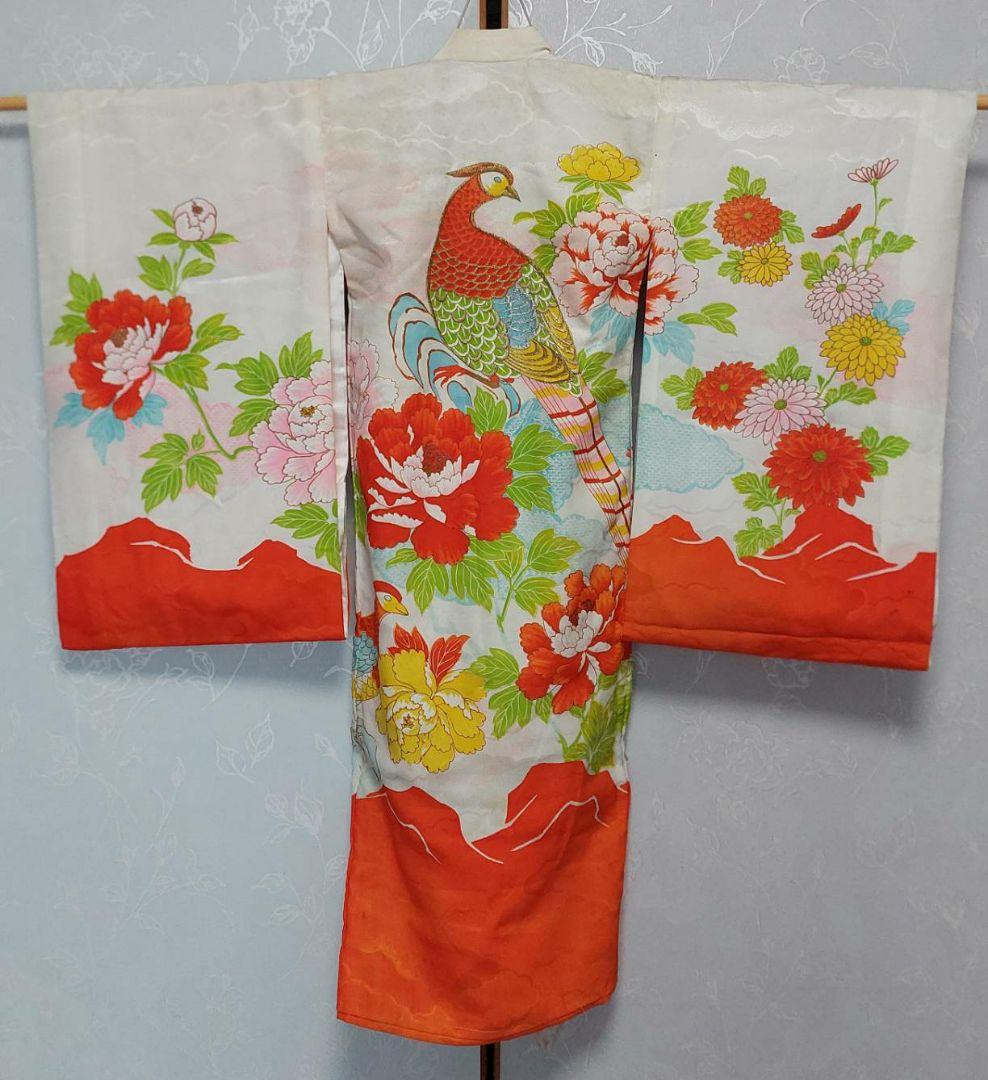 NA153アンティーク子供着物七五三正絹3歳用綺麗着丈96センチ裄丈46センチ