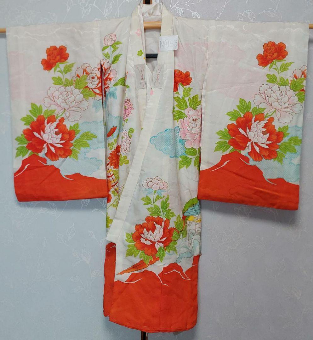 NA153アンティーク子供着物七五三正絹3歳用綺麗着丈96センチ裄丈46センチ