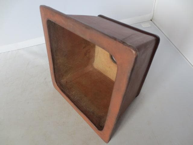 朱泥外縁下紐　花盆　朱泥花盆　中国古鉢　高さ11㎝　　R7/12/18-1