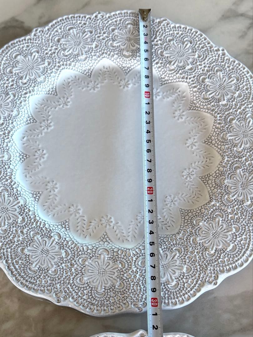 ブランディボワール レース模様 ホワイト陶器皿 6枚セット