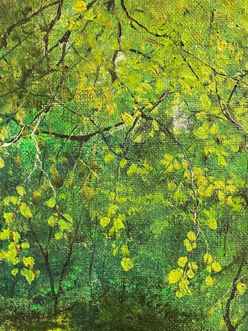 「真作」北川欽造「三乱の流れ」風景画　絵画　油彩画　額装　サイン有り　F10号