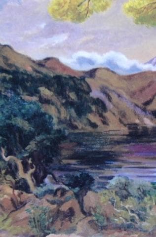 黒田重太郎、【芽出し頃の芦の湖】、希少な大判額装用画集より、美品