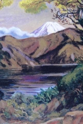 黒田重太郎、【芽出し頃の芦の湖】、希少な大判額装用画集より、美品