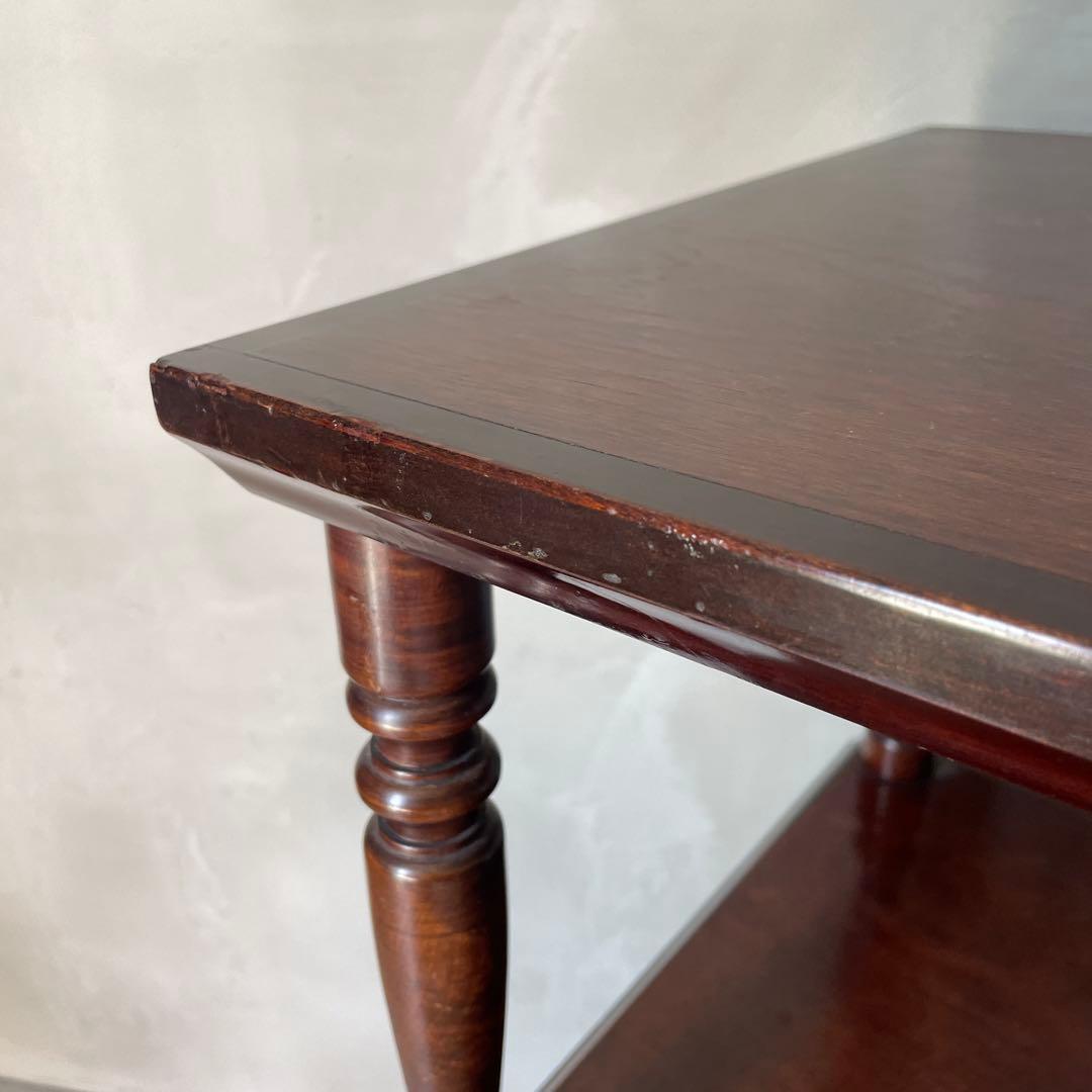 木製　桜材　ダークブラウン　電話台　民芸家具　抽斗４杯　アンティーク風　レトロ