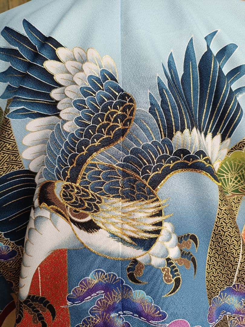 新品☆薄いブルー鷹に刺繍入りの羽織が格好良い☆男の子七五三フルセット