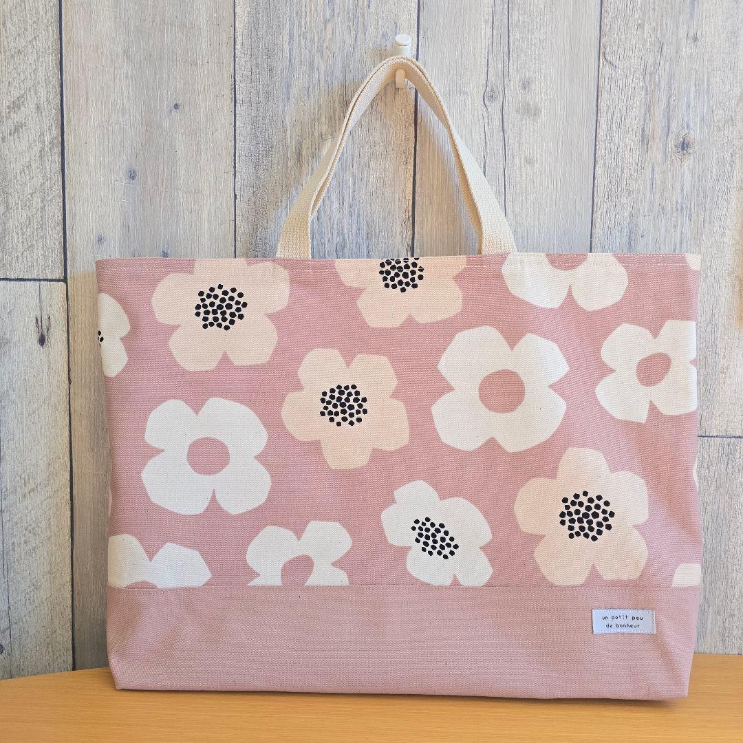 レッスンバッグ 入園入学準備 マチあり ピンク 花柄 ハンドメイド