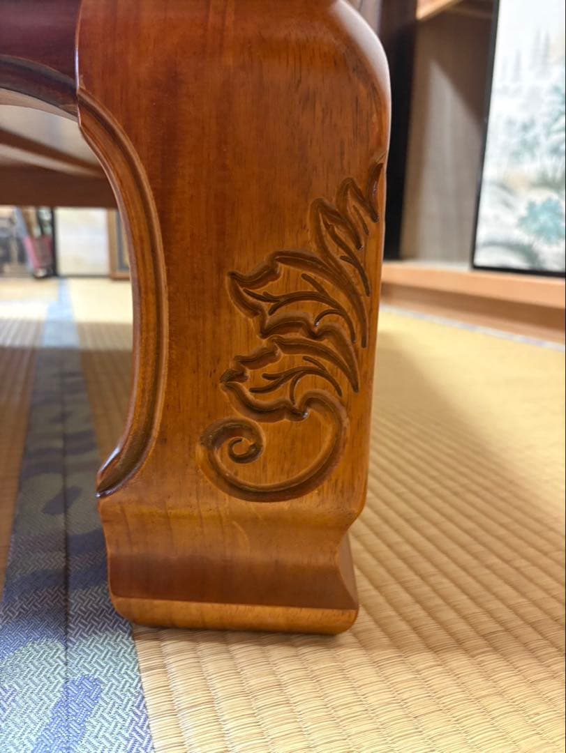 座卓 ローテーブル センターテーブル 木製 彫刻 和室