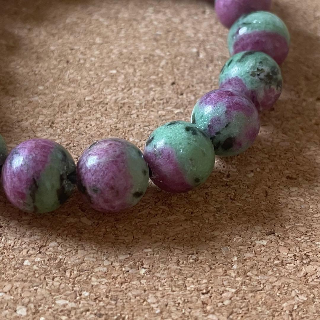 【ナイジェリア産】ルビーインゾイサイト 10.5㎜ 天然石 ブレスレット 16㎝