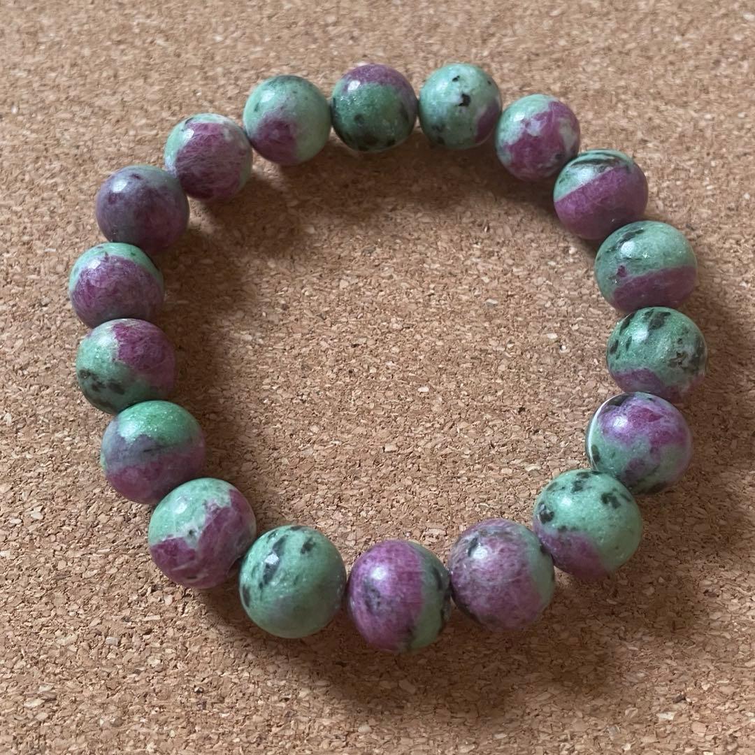 【ナイジェリア産】ルビーインゾイサイト 10.5㎜ 天然石 ブレスレット 16㎝