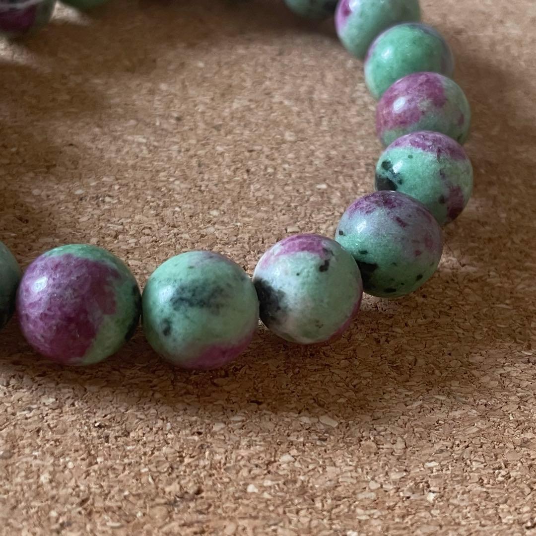 【ナイジェリア産】ルビーインゾイサイト 10.5㎜ 天然石 ブレスレット 16㎝